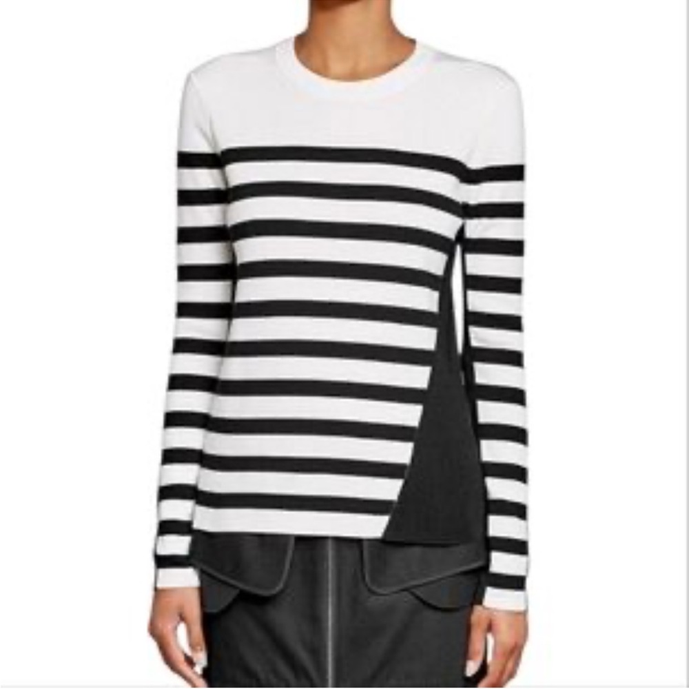 Rag & Bone Cecilee Black/Ivory Merino Wool Blend Pullover Sweater Size XS